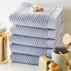 SOFT TOUCH 人字紋毛巾 170g, 藍灰色, 5件
