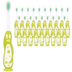 Yomilock 孩童企鵝造型牙刷, 綠色, 20個, 1個裝