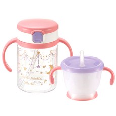 릿첼 AQ 트레이닝용 빨대컵 + 외출용 빨대컵 세트, 핑크, 1세트