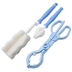 베이비베어 국내 제조 젖병솔 + 젖꼭지솔 + 젖병집게, 1세트, 블루