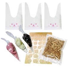 이홈베이킹 보자기토끼 초코송이세트, 딸기초콜릿 100g + 화이트초콜릿 100g + 밀크초콜릿 100g +일회용 짤주머니 5장 + 초코송이몰드 32구 + 뼈다귀스틱 55g + 보자기토끼 3장, 1세트