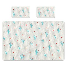 Livemom 雙面涼感墊3件組, 仙人掌, 聚合物凝膠/透氣網布