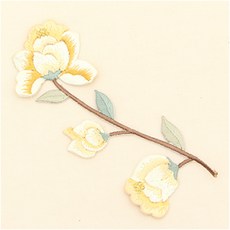 HAPPY BEARS 盛開花朵刺繡裝飾修補材料, 1個, 黃色