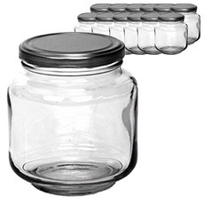 三光玻璃1000低玻璃瓶 散裝+蓋子 89mm 銀色+熱縮膜, 900毫升, 12入