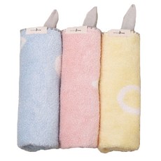 Bamboo bebe 掛繩毛巾, 藍色+粉色+黃色, 1組