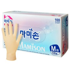 마미손 라텍스 천연고무장갑 100매 라텍스 고무장갑, 중(M), 1개