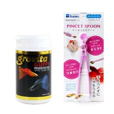 그로비타 구피사료 100 ml + 수이사쿠 다용도 먹이 핀셋스푼, 1세트