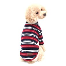 Luna House 寵物條紋領T恤, 紅色 + 海軍藍
