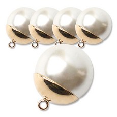 時尚亮點 珍珠環扣 18 mm, 金色, 5個