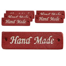 HAPPY BEARS 手工皮革標籤, 紅色, 6個