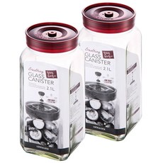 LocknLock 樂扣樂扣 單向排氣閥玻璃密封罐, 2.1L, 2入