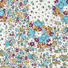 棉質花卉拼布黏合式內襯, 黃色 + 薄荷綠, 1個