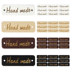 木製手工標籤, 白色 + 象牙白 + 棕色 + 黑色, 40個