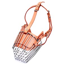 ZEZEPET 大型狗鐵製狗嘴套XXL號, 棕色的, 1個