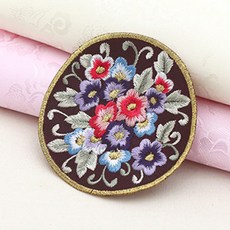 HAPPY BEARS 圓形刺繡花朵布章, 2個, 赤字存量