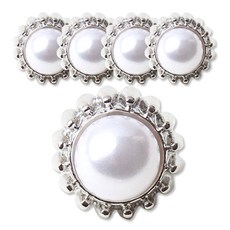 패션포인트 블라우스 진주 단추 보석 10 mm, 실버, 5개