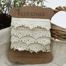 Cohas ID Petit Etoile 文藝復興棉質蕾絲膠帶, 象牙白, 2個