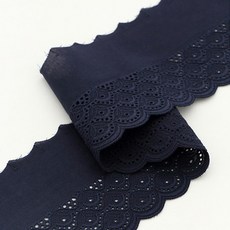 DOU FABRIC 棉質刺繡花邊 180cm, 海軍, 1個