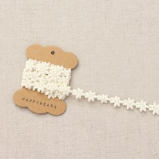 HAPPY BEARS 棉質蕾絲帶, 自然原色, 2捲