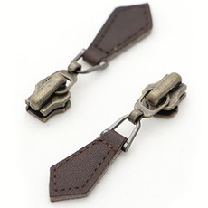 해피베어스 가죽 슬라이더 양장 지퍼 5호, 앤틱골드 + 브라운, 4개