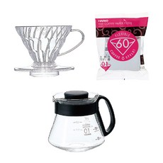 HARIO XVD手沖咖啡過濾杯+咖啡濾紙組 1~2人份適用, 混色, 1組