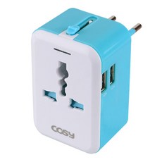 COSY 旅行充電器 USB 2端口 TA3024U 藍色, 1個