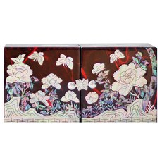 八福商會傳統工藝品 燕鑲漆器寶石盒 迷你牡丹 雙盒/光澤傳統紀念品 外國人禮物, 有面