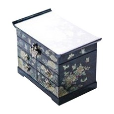 Palbok Najeon Hanji Gyeongdae Mokdan 4層珠寶盒, 藍色