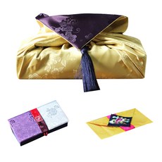 [팔복상회 전통공예품] 현금 예단 세트 (골드) 전통 기념품 전통결혼 혼례품, 신랑(봉채) 2색함 / 예단보 황금색 추가