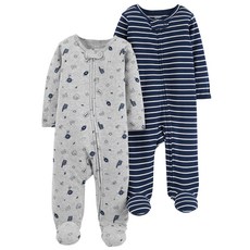 카터스 남아용 베이비 집업 면 슬립 & 플레이 2p 세트