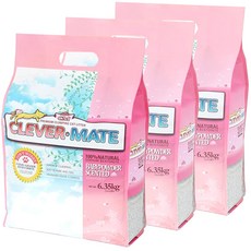 클레버메이트 봉지 벤토나이트 고양이 모래, 6.35kg, 3개, 베이비파우더향