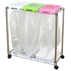 DECOSIN 3 個方形回收箱, 1 個, 白色, 紫色, 粉色