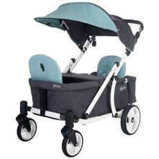 시크포베이비 유아용 프론토 웨건 캐노피형 유모차 화이트프레임, 멜란지 민트