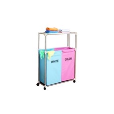 COSMO 雙格洗衣籃, 粉色+藍色, 1套