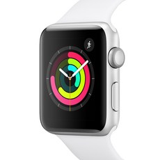 Apple 애플워치 3, 42mm, GPS, 알루미늄, 실버 / 화이트 스포츠 밴드