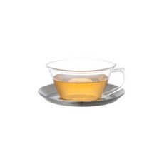 KINTO 킨토 CAST DRINK Tea Cup ＆ Saucer (Stainless) 220ml 단품, 1개