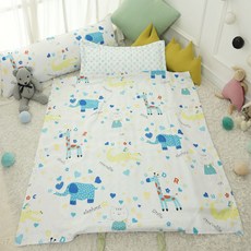 BEAUTE HOUSE 夏季人造絲午睡被組+超細纖維枕頭芯, 動物款(藍色)