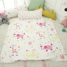 BEAUTE HOUSE 夏季人造絲午睡被組+超細纖維枕頭芯, 動物款(粉色)