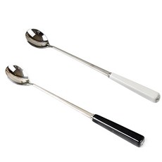 咖啡匙 黑色 2入 + 白色 2入, 混合顏色, 1套