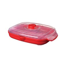 LION 獅王 Systema 細潔 SI 微波爐紅色簡易培根盒 950ml 單品, 1個