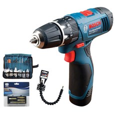보쉬 10.8V 무선 가정용 해머드릴 풀세트, GSB 1080-2LI 풀세트 + 두루마리 100p세트 + 플렉시블 샤브트 + 볼트 리무버 세트, 1세트