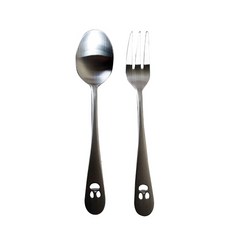 笑臉造型兒童湯匙叉子組, 單色, 湯匙+叉子, 1組