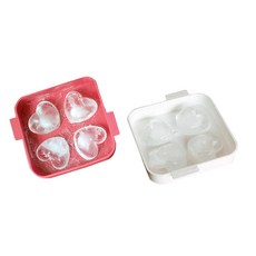 RLove house 大愛心製冰盒 4格, 白色 + 印度粉, 2個