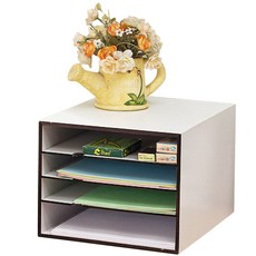 4MERIT 文件整理盒, 白色, 4層