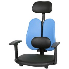 체어포커스 기능성 엔젤 G07 요추형 팔걸이 헤드 좌식의자 PU 인조가죽, 스카이블루
