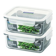 Glasslock 格拉氏洛克 長方形密封保鮮盒, 1100ml, 2個