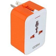 코시 팝블럭 USB 2포트 여행용 아답터 오렌지 TA3024U, 1개