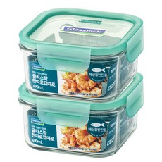 Glasslock 海鮮小菜用方形玻璃密封保鮮盒, 2個, 490ml