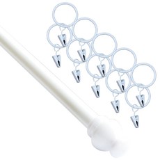 Jun & Company 15mm 平衡桿 No.6 100~180cm + 25mm 窗簾夾環 10ea, 白色的, 1套