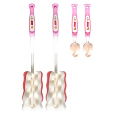 Fisher-Price 費雪 海綿奶瓶刷+奶嘴刷, 粉色, 2組